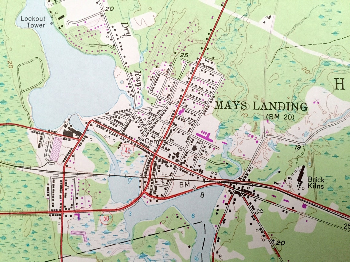 Antique Mays Landing New Jersey 1955 US Geological Survey Etsy
