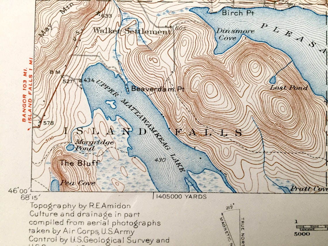 Antique Smyrna Mills Maine 1937 US Geological Survey Etsy