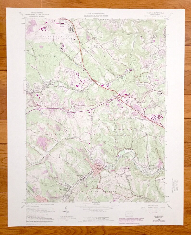 Antique Oakdale Pennsylvania 1960 US Geological Survey Etsy