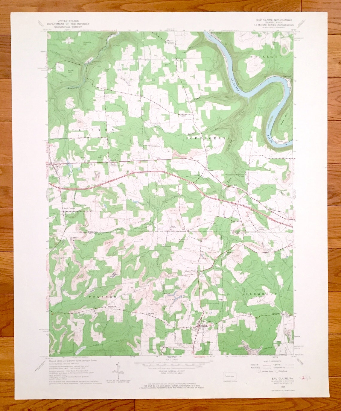 Antique Eau Claire Pennsylvania 1963 US Geological Survey Etsy