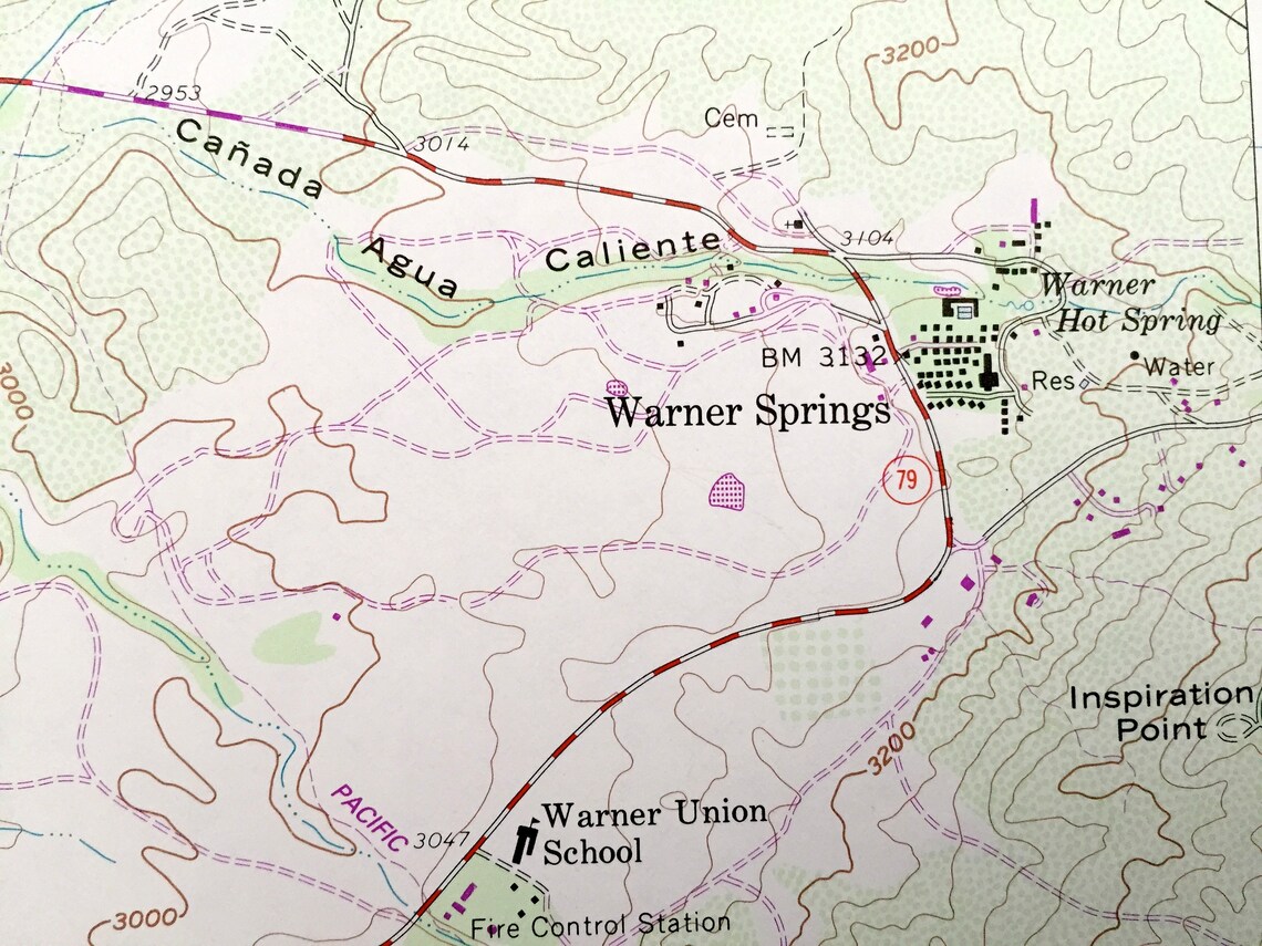 Antique Warner Springs California 1959 US Geological Survey Etsy