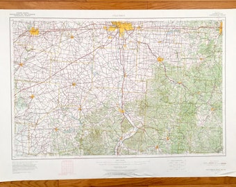 Antique Columbus, Ohio 1967 US Geological Survey Topographic Map – Whitehall, Grove City, Reynoldsville, Zanesville, Lancaster, Chillicothe