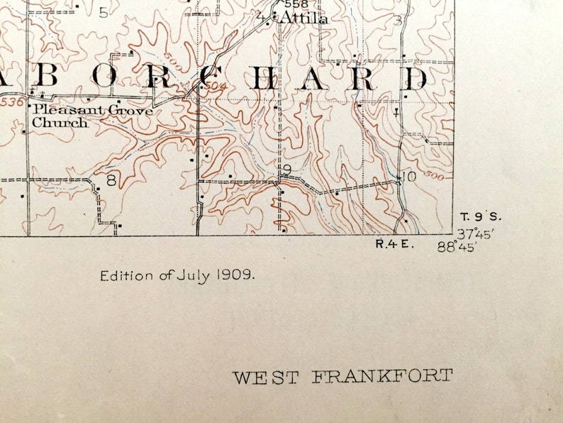 Antique West Frankfort Illinois 1909 US Geological Survey Etsy