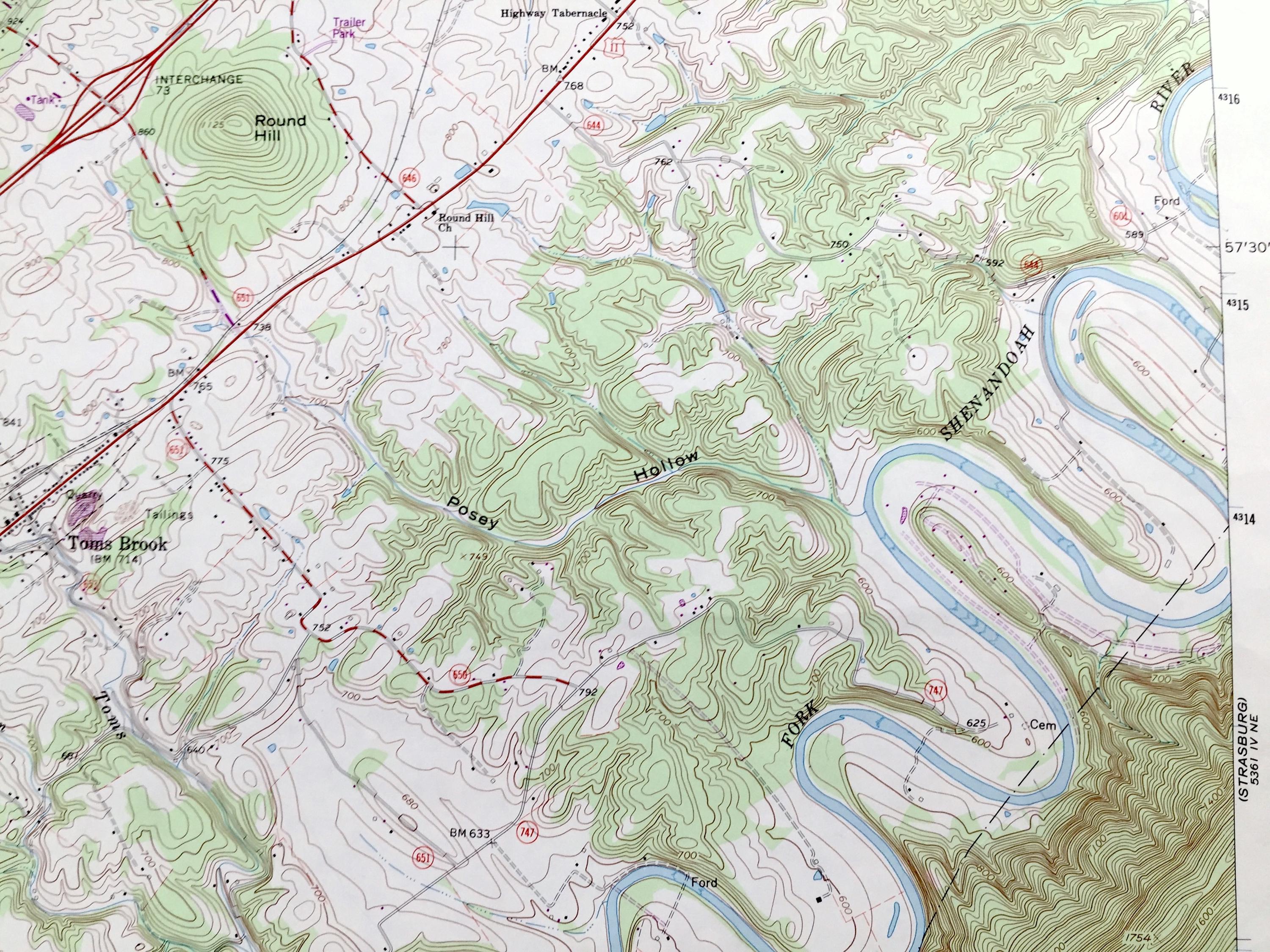 Antique Toms Brook, Virginia 1966 US Geological Survey Topographic