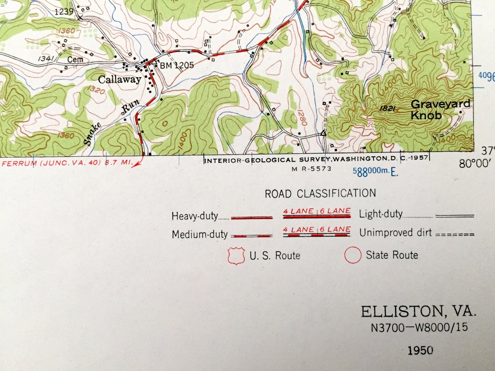 Antique Elliston Virginia 1950 US Geological Survey Etsy