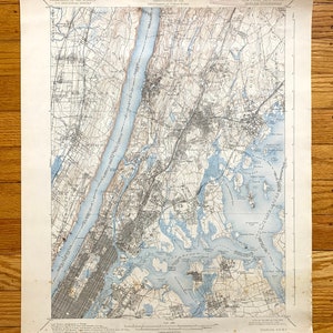 Antieke New York City 1900 US Geological Survey topografische kaart – Manhattan, Bronx, Queens, Westchester, New Jersey, Central Park, Harlem NY