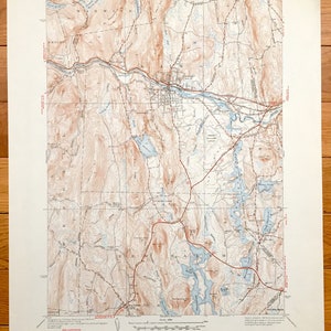 Antique d’Orange, Massachusetts 1941 U.S. Geological Survey carte topographique – nouveau Salem, Athol, Erving, Warwick, Wendell, gros grain