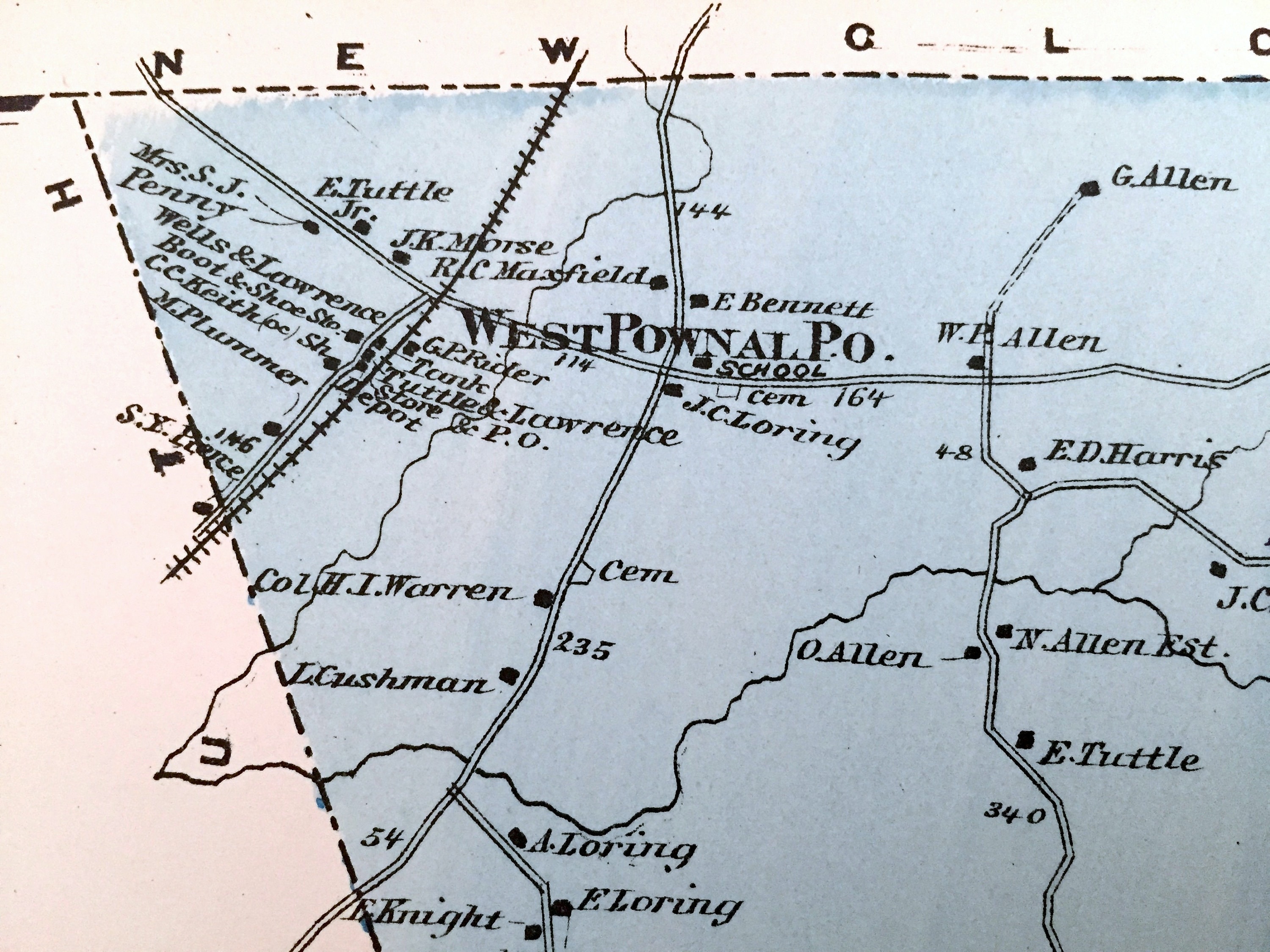 Antique 1871 Pownal Maine Map from F.W. Beers Atlas of Etsy