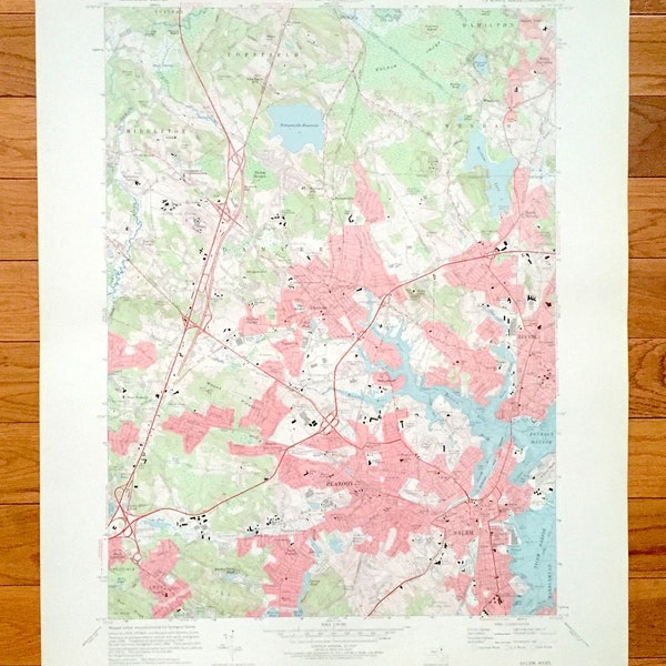 Topsfield Ma Map Etsy