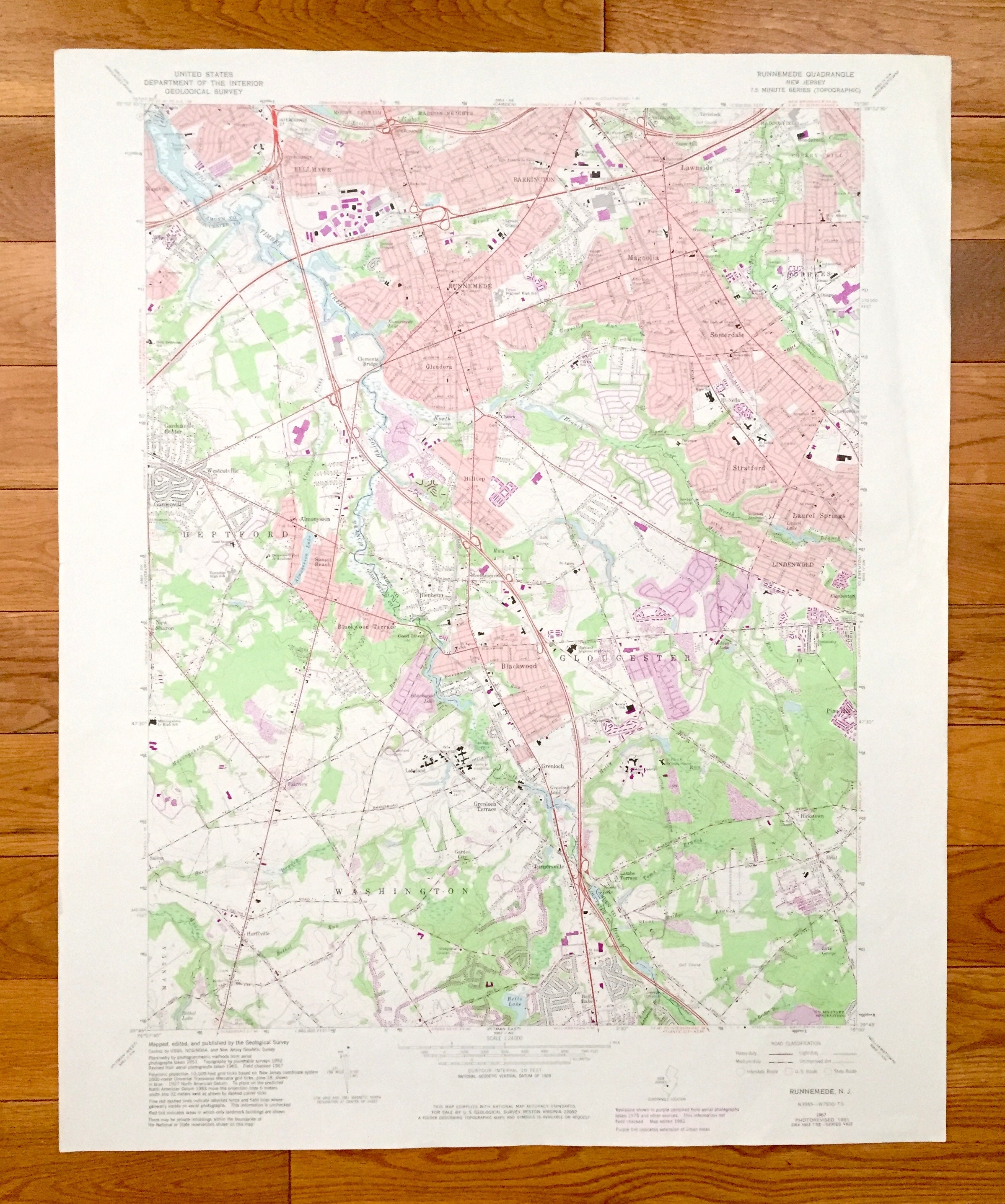 Antique Runnemede New Jersey 1967 US Geological Survey Etsy UK