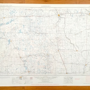Antique Jamestown, Dakota du Nord 1954 US Geological Survey Carte topographique – Valley City, La Moure, Oakes, Ellendale, Napoleon, Wishek, Kulm