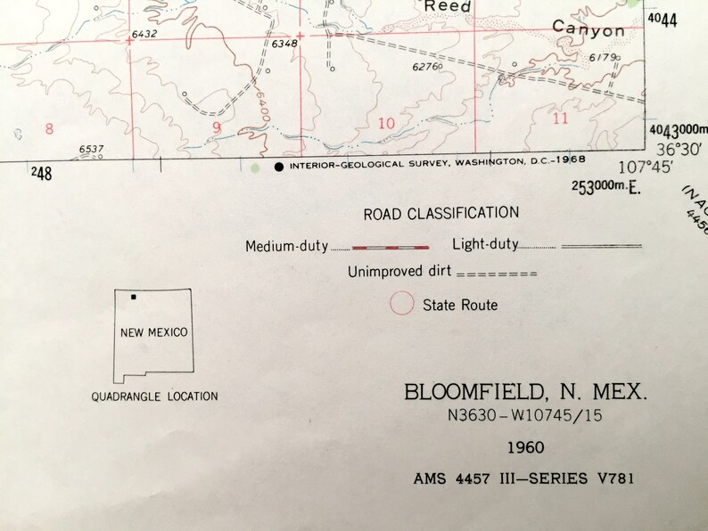 Antique Bloomfield New Mexico 1960 US Geological Survey Etsy