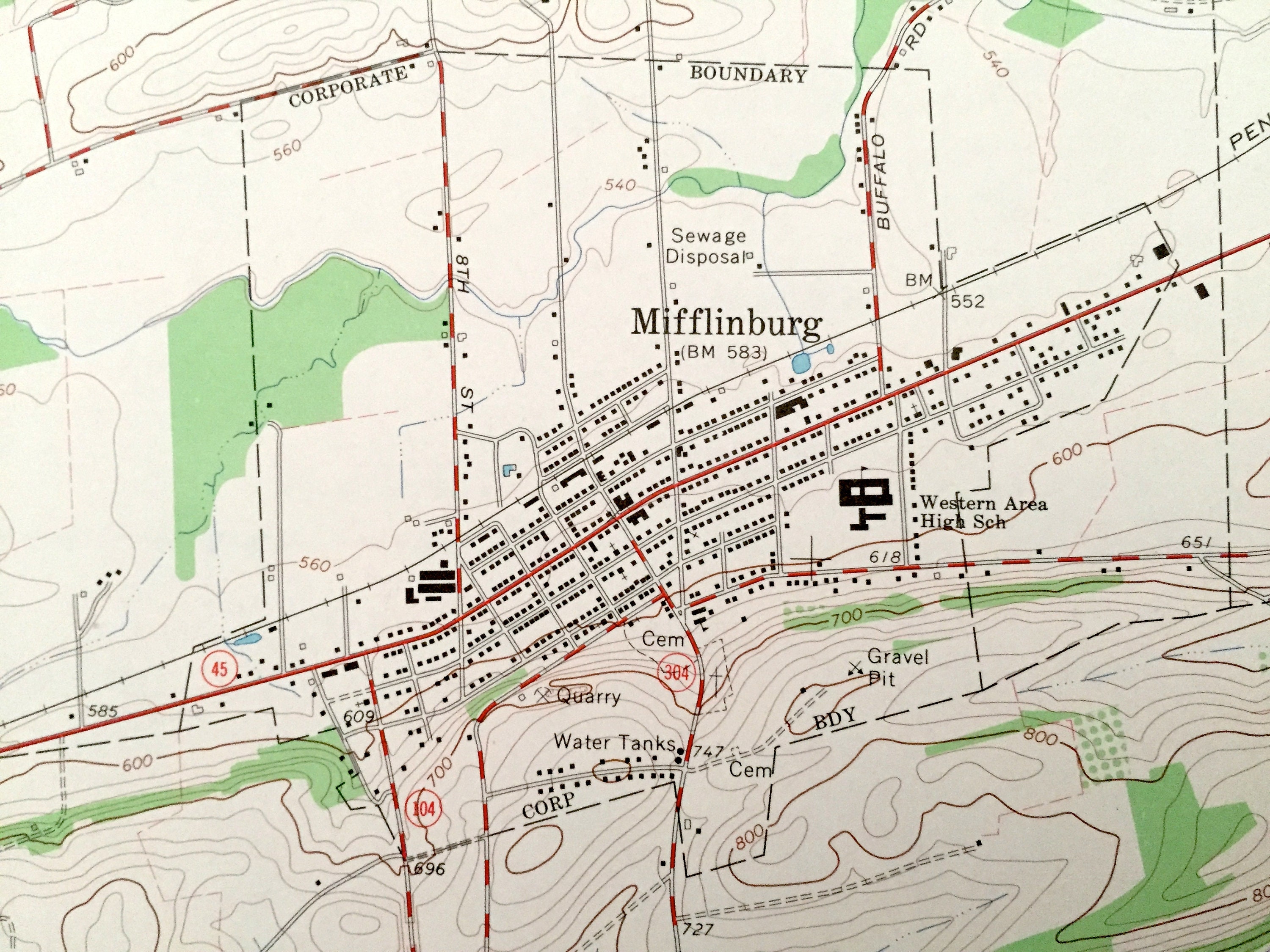 Antique Mifflinburg Pensilvania 1965 Us Geological Survey Etsy