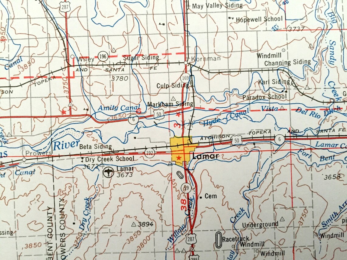 Antique Lamar Colorado 1954 US Geological Survey Topographic - Etsy