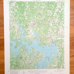 Antique Boydton, Virginia 1955 US Geological Survey Topographic Map – Finchley, Skipwith, Norvello, Baskerville, Red Gate, Kerr Reservoir VA