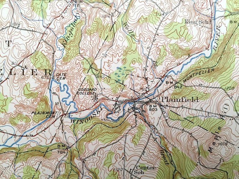 Antique Plainfield Vermont 1953 US Geological Survey Etsy