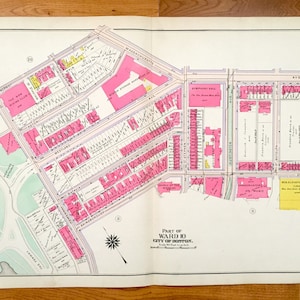 Antik 1906 Fenway-Kenmore, Boston, Massachusetts Karte von GW Bromley Atlas – Suffolk County, Nordost, Back Bay Fens, Symphony MA