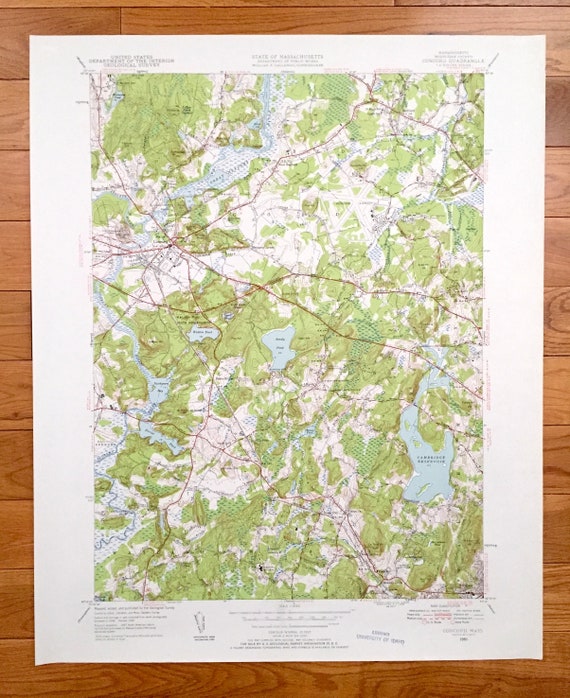 Antique Concord, Massachusetts 1950 US Geological Survey