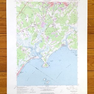 Antieke Prouts Neck, Maine 1957 US Geological Survey topografische kaart – York, Cumberland County, Scarborough, Cape Elizabeth, Pine Point, ME