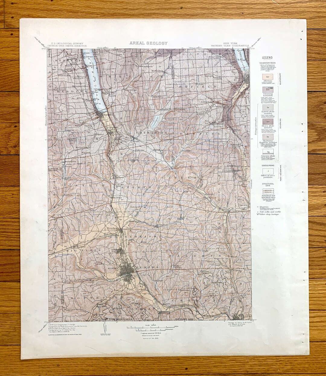 Antique Watkins Glen, New York 1905 US Geological Survey Topographic