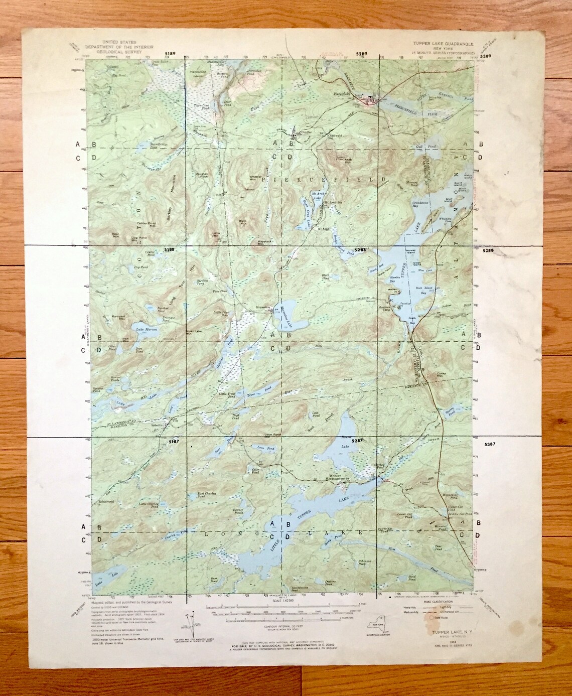 Antique Tupper Lake New York 1954 US Geological Survey Etsy