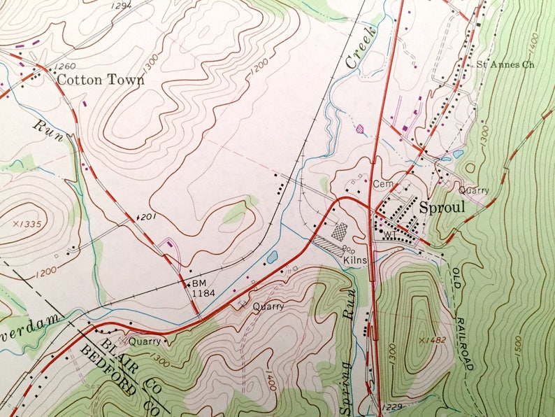 Antique Roaring Spring Pennsylvania 1963 US Geological Survey Etsy