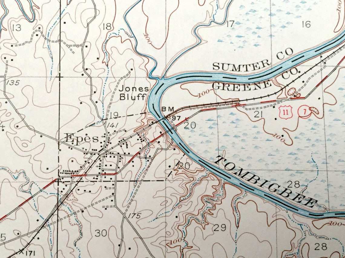Antique Epes Alabama 1932 US Geological Survey Topographic Etsy