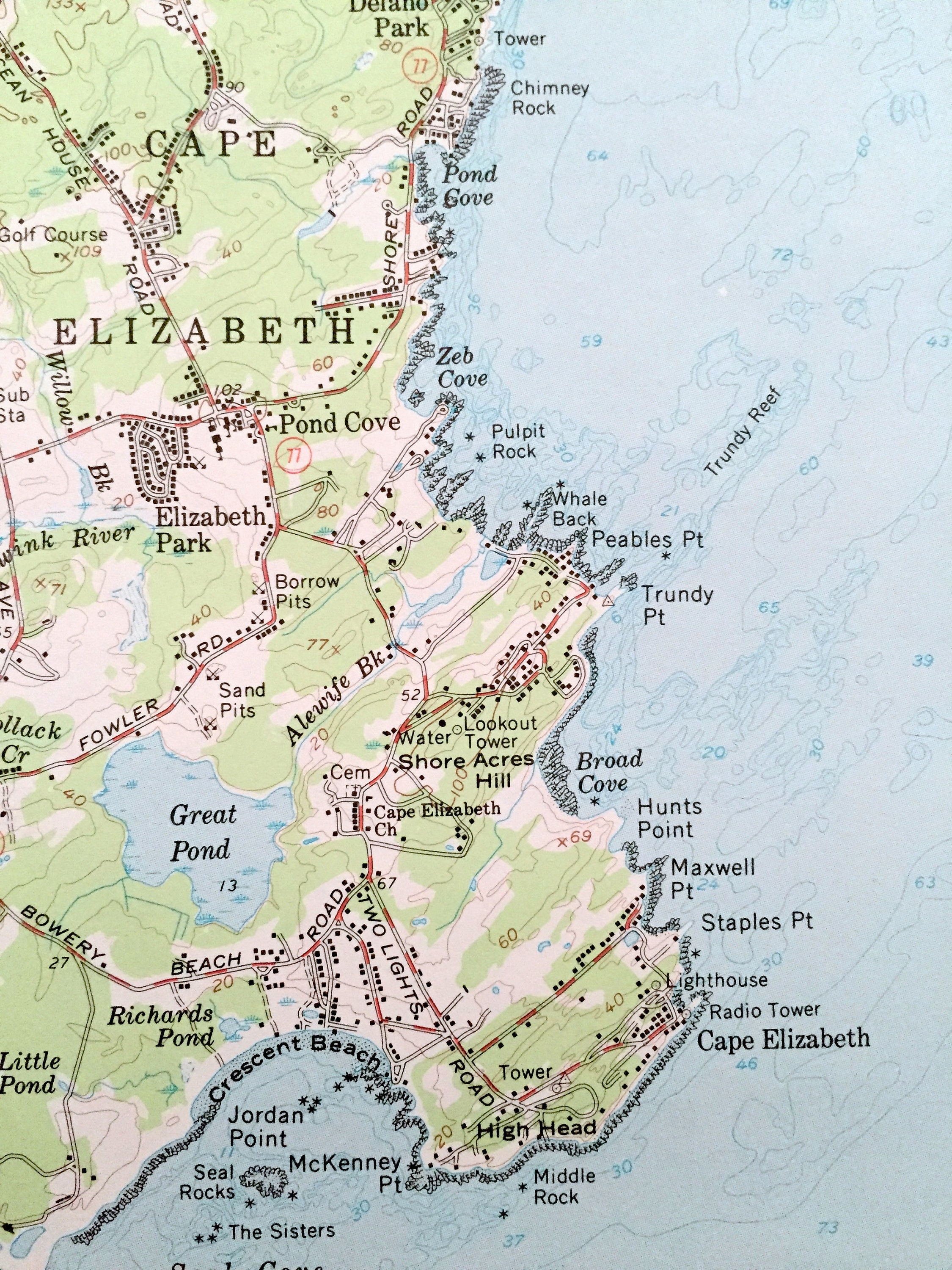 Antique Casco Bay, Maine 1957 US Geological Survey Topographic Map ...