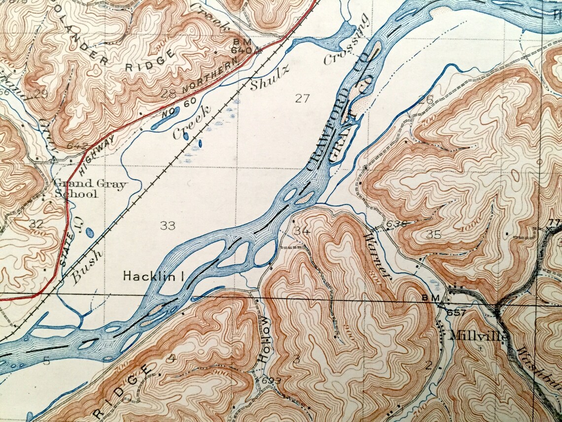 Antiguo Wauzeka Wisconsin 1926 US Geological Survey Mapa Etsy