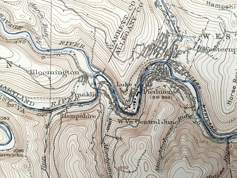 Antique Elk Garden West Virginia 1922 US Geological Survey Etsy