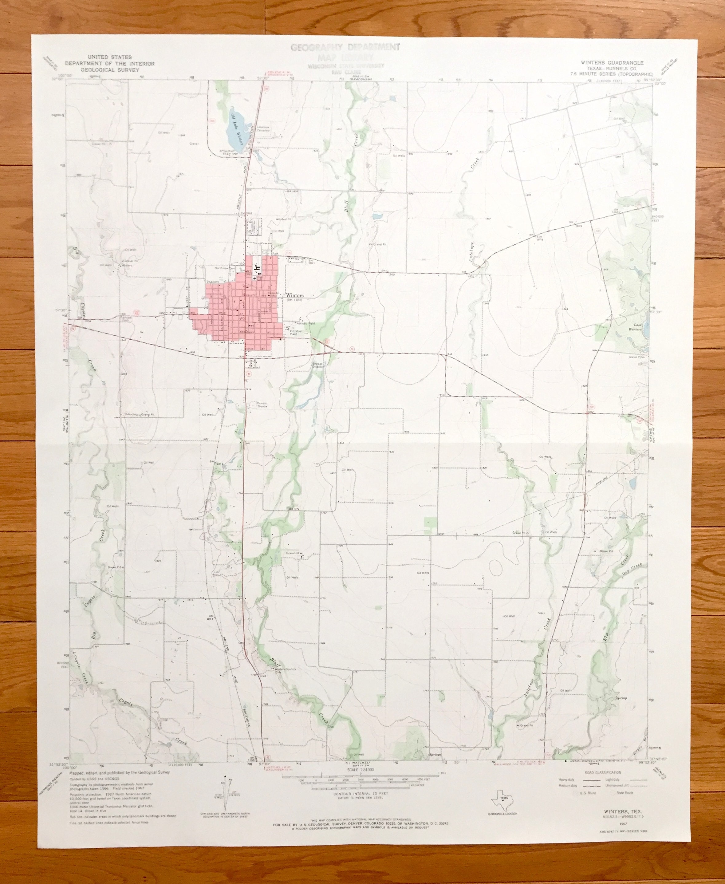 Antique Winters Texas 1967 US Geological Survey Topographic Etsy