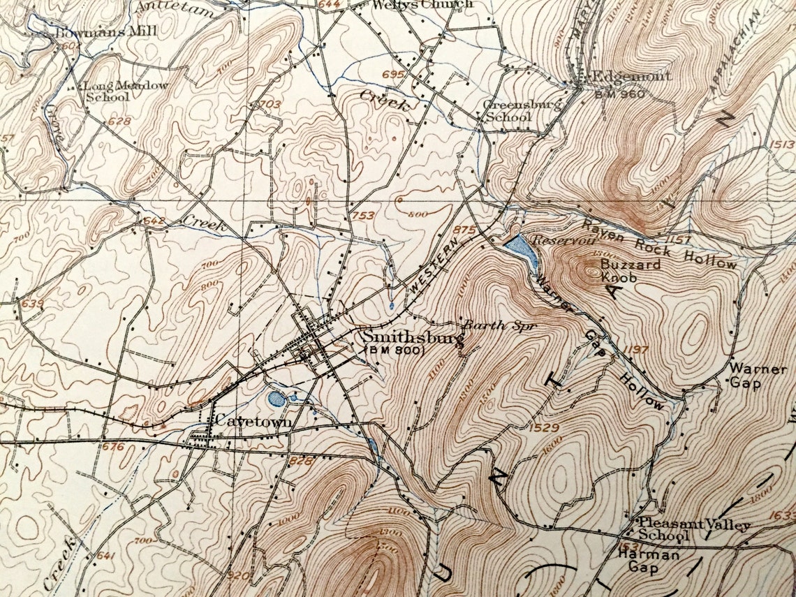 Antique Hagerstown Maryland 1912 US Geological Survey Etsy