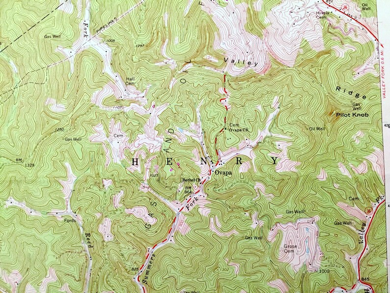 Antique Newton, West Virginia 1966 US Geological Survey Topographic Map Roane, Kanawha, Clay County, Henry, Ovapa, Pigeon, Wallback, WV image 7