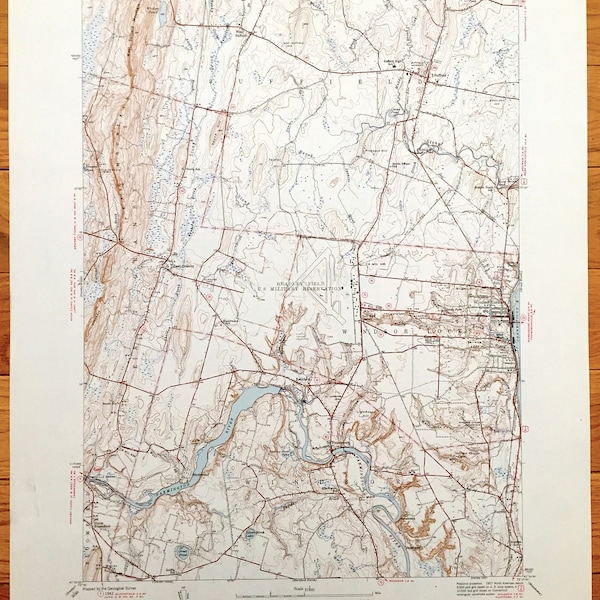 Antique Windsor Locks, Connecticut 1946 US Geological Survey Topographic Map – East Granby, Bloomfield, Suffield, Hayden, Hartford County CT