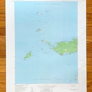 Antigo St Thomas, Ilhas Virgens dos EUA 1955 Mapa topográfico do US Geological Survey - Fortuna, Stumpy Bay, Botany Bay, Mermaids Chair, Beach, VI