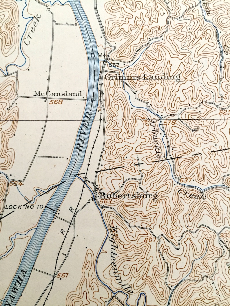 Antique Winfield West Virginia 1908 US Geological Survey Etsy