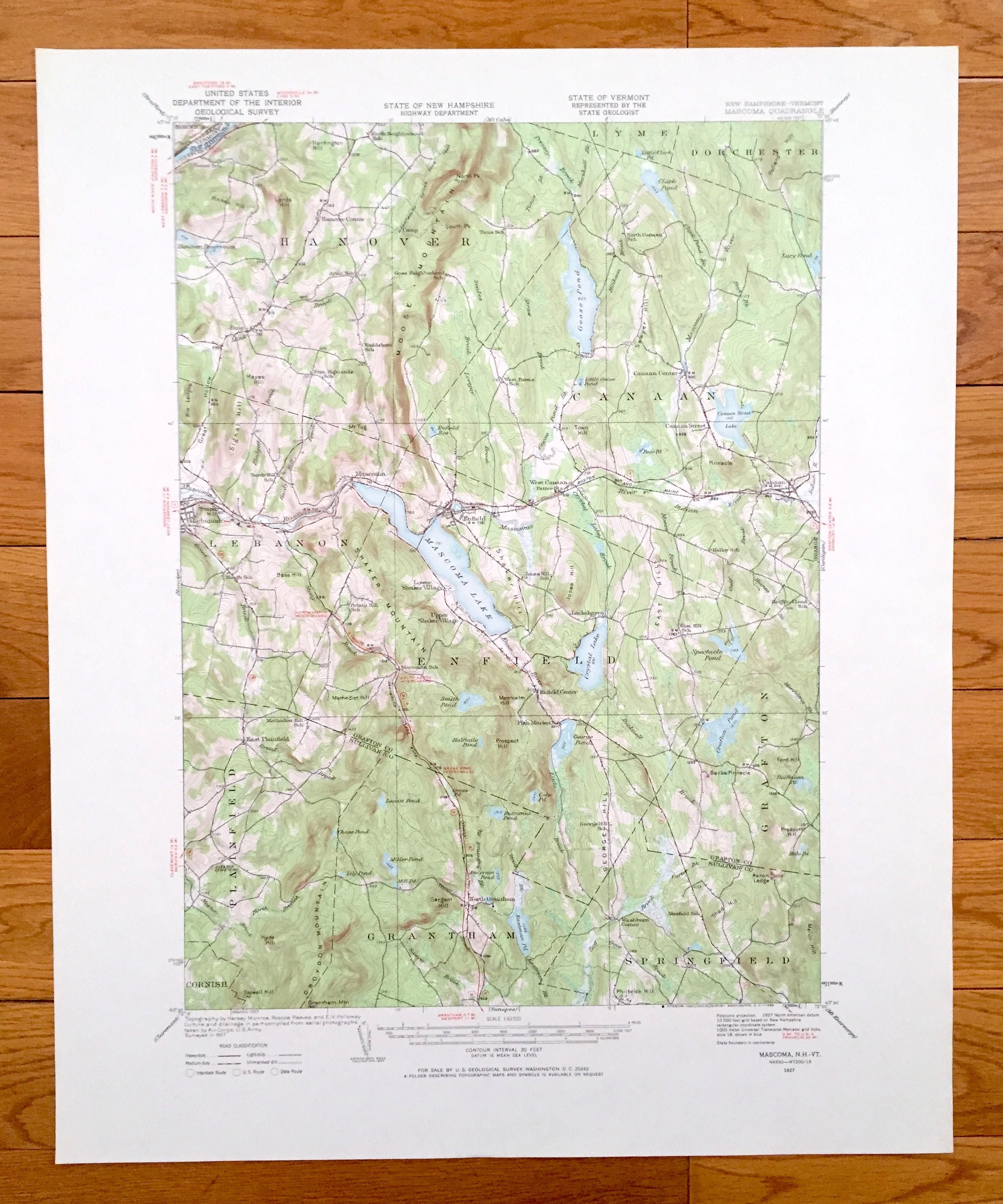 Antique Mascoma, New Hampshire 1927 US Geological Survey