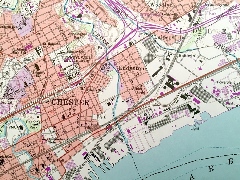 Antique Bridgeport New Jersey & Chester Pennsylvania 1967 US Etsy