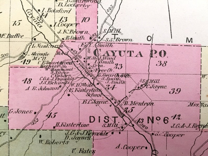 Antique 1874 Cayuta New York Map from Pomeroy Whitman & Co. Etsy