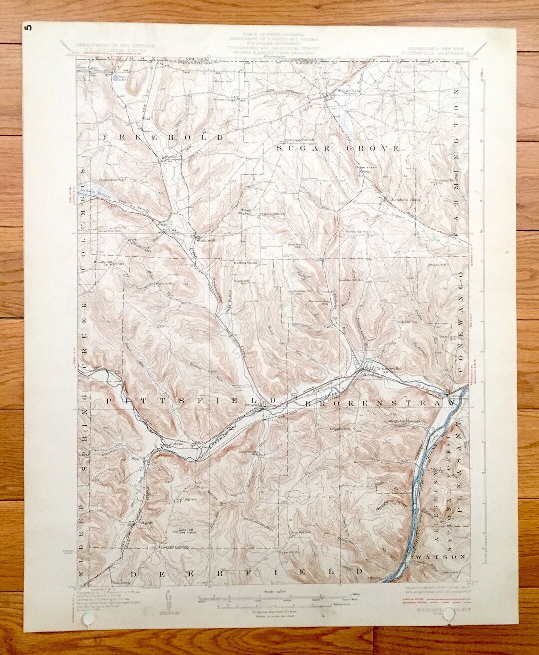 Antique Youngsville, Pennsylvania 1929 US Geological Survey Topographic ...