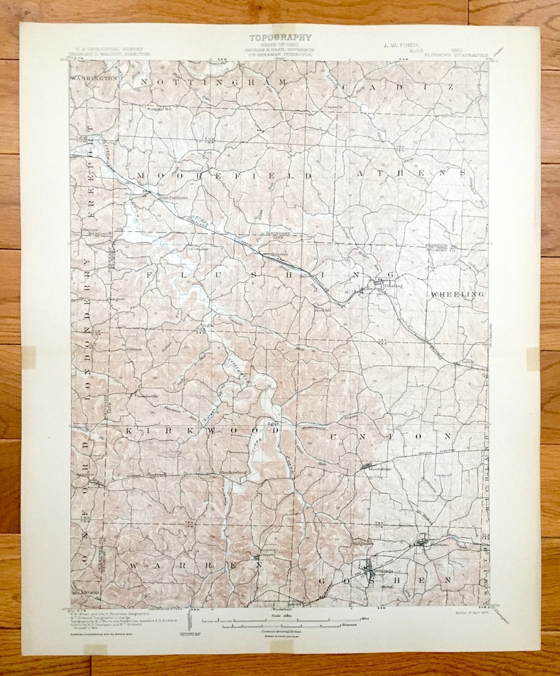 Antique Flushing Ohio 1905 US Geological Survey Topographic Etsy