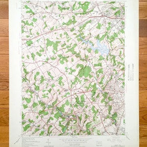 Antique Media, Pensilvania 1955 US Geological Survey Topographic Map – Delaware, Condado de Chester, Edgemont, Larchmont, Newtown Square, PA