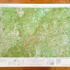 Antique Lewiston, Maine 1962 US Geological Survey Topographic Map – Auburn, Lisbon Falls, Rumford, Bridgton, Dixfield, Farmington, Wilton ME
