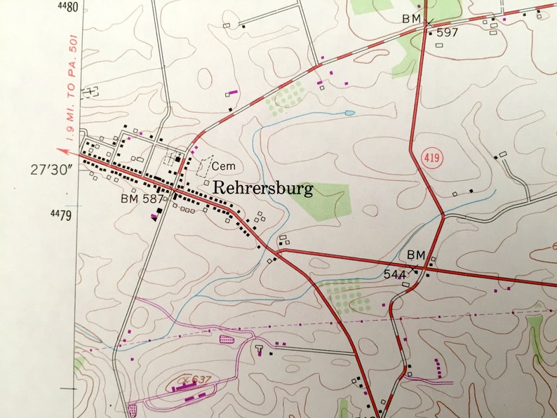 PA Tulpehocken Marion Pennsylvania 1955 US Geological Survey Topographic Map \u2013 Berks Lebanon County Jefferson Antique Strausstown