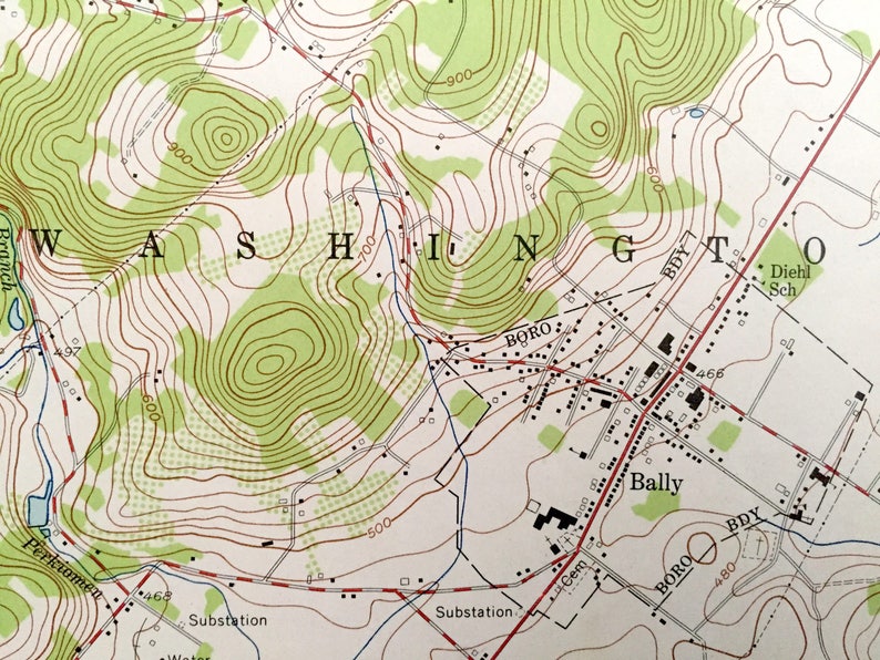 Antique East Greenville Pennsylvania 1956 US Geological Etsy