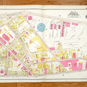 Antik 1906 Roxbury, Massachusetts Karte von GW Bromley Atlas – Boston, Suffolk County, South of Washington, Lower, South End, Mass Ave, BU