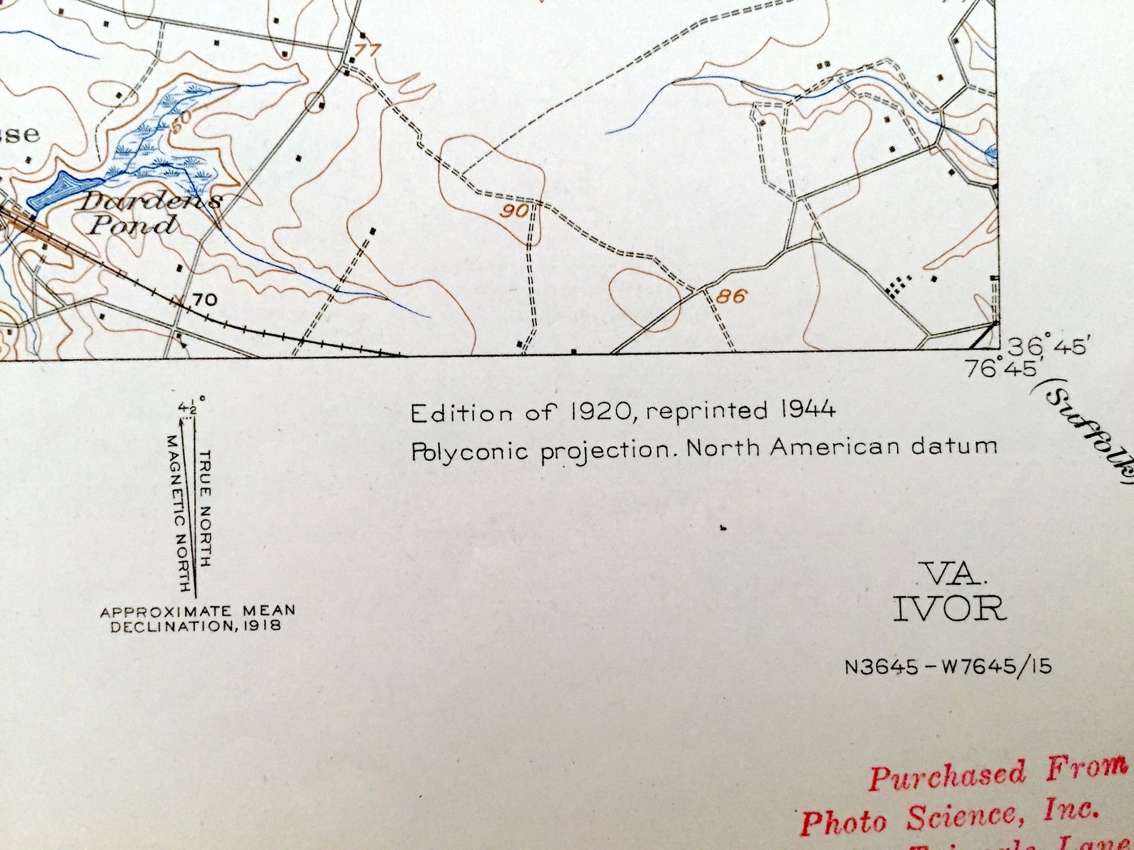 Antique Ivor Virginia 1920 US Geological Survey Topographic Etsy
