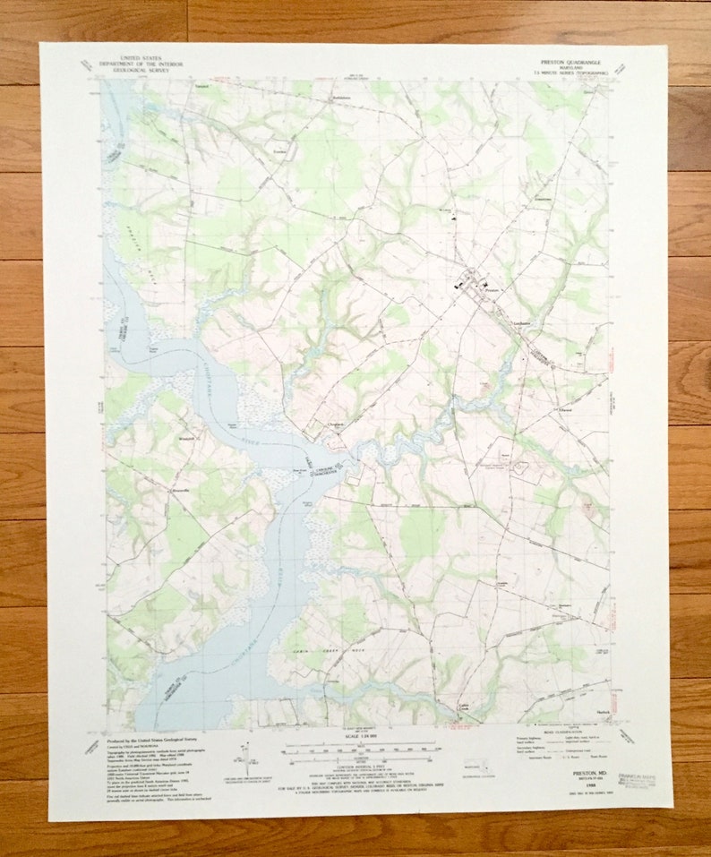 Antique Preston Maryland 1988 US Geological Survey Etsy