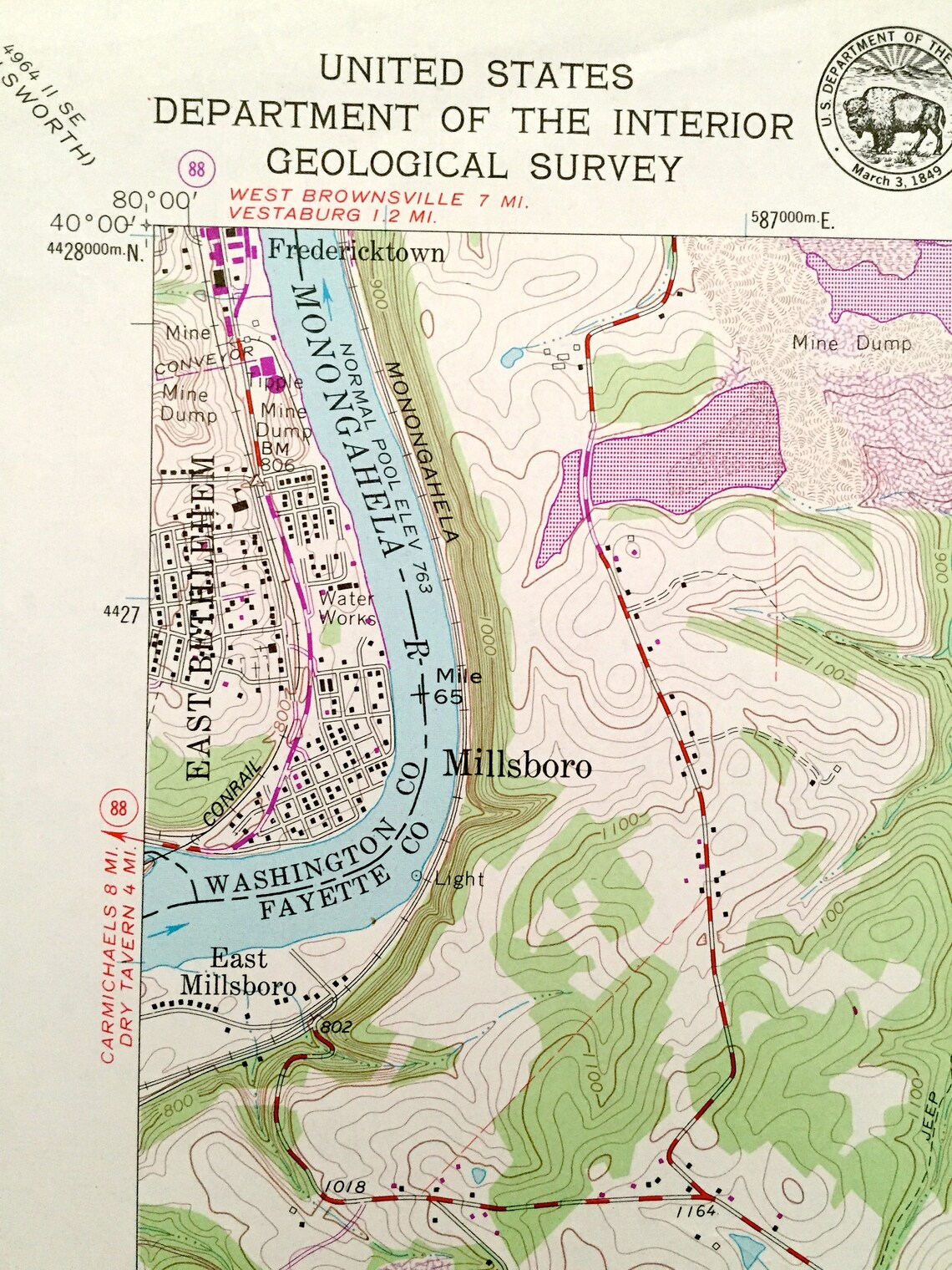 Antique Carmichaels Pennsylvania 1964 US Geological Survey Etsy