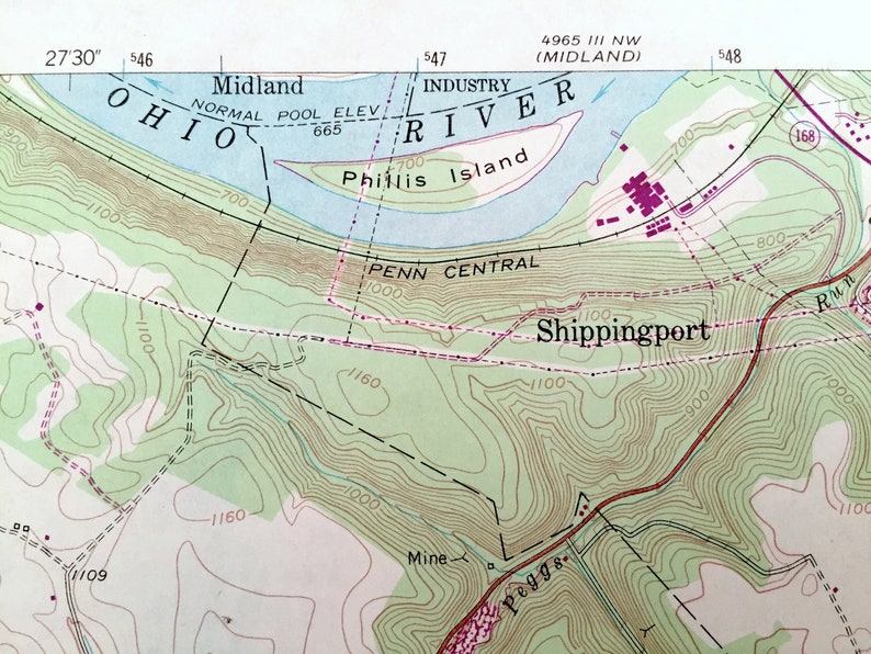 Antique Hookstown Pennsylvania 1954 US Geological Survey Etsy